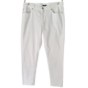 NWT Eileen Fisher Boyfriend Jeans White Stretch Denim Mid Rise Size 12